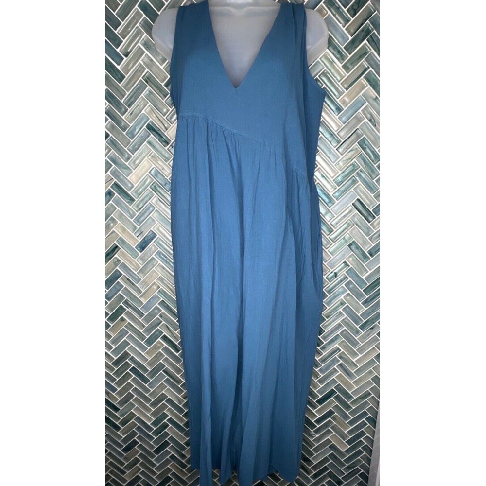 WOMENS SHEIN DARK TEAL BLUE OVERSIZED SLEEVELESS WIDE LEG CROPPED JUMPSUIT SMALL